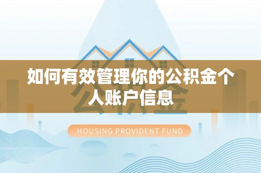 犍为如何有效管理你的公积金个人账户信息